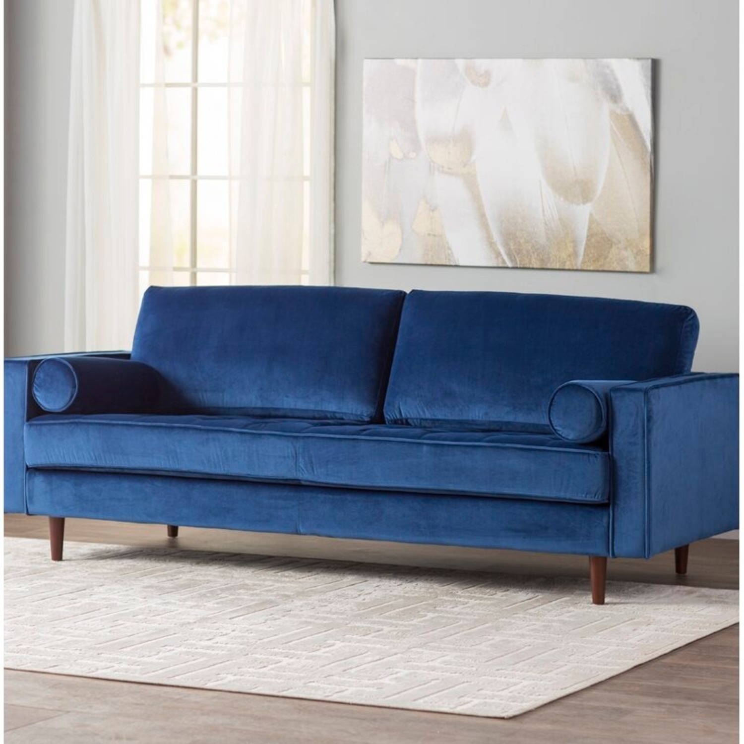 Blue Velvet Sofa - 3 seater - image-4