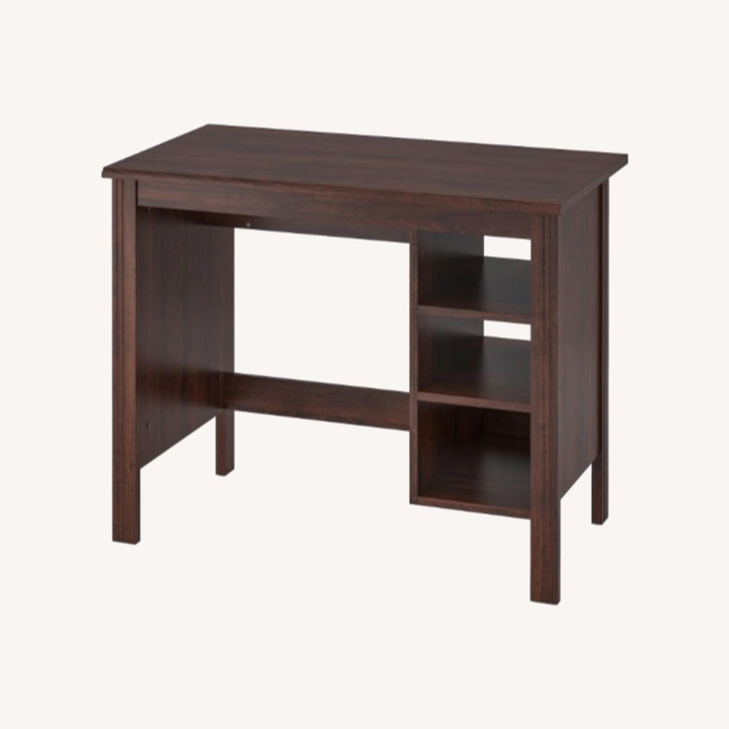 IKEA BRUSALI Dark Brown Wood Desk - image-0