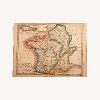 Rich Colors Antique 1800 French Map