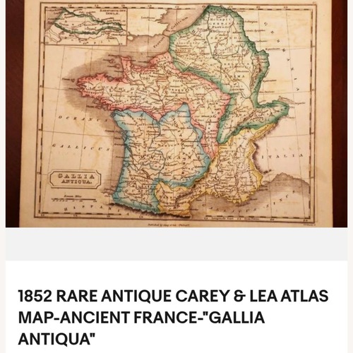 Used Rich Colors Antique 1800 French Map for sale on AptDeco