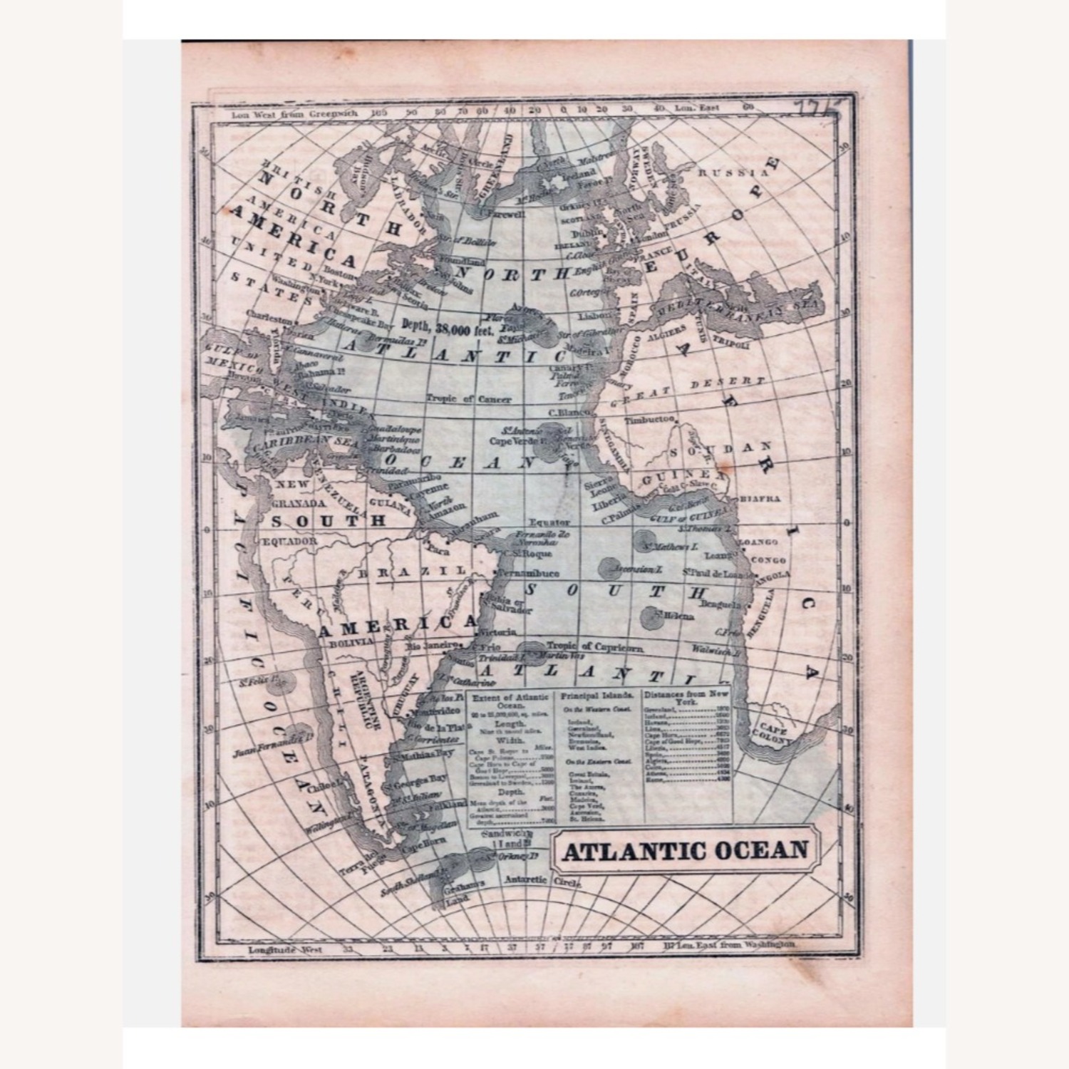 Vintage/Antique Finds Map 1800 Wall Decor - image-3