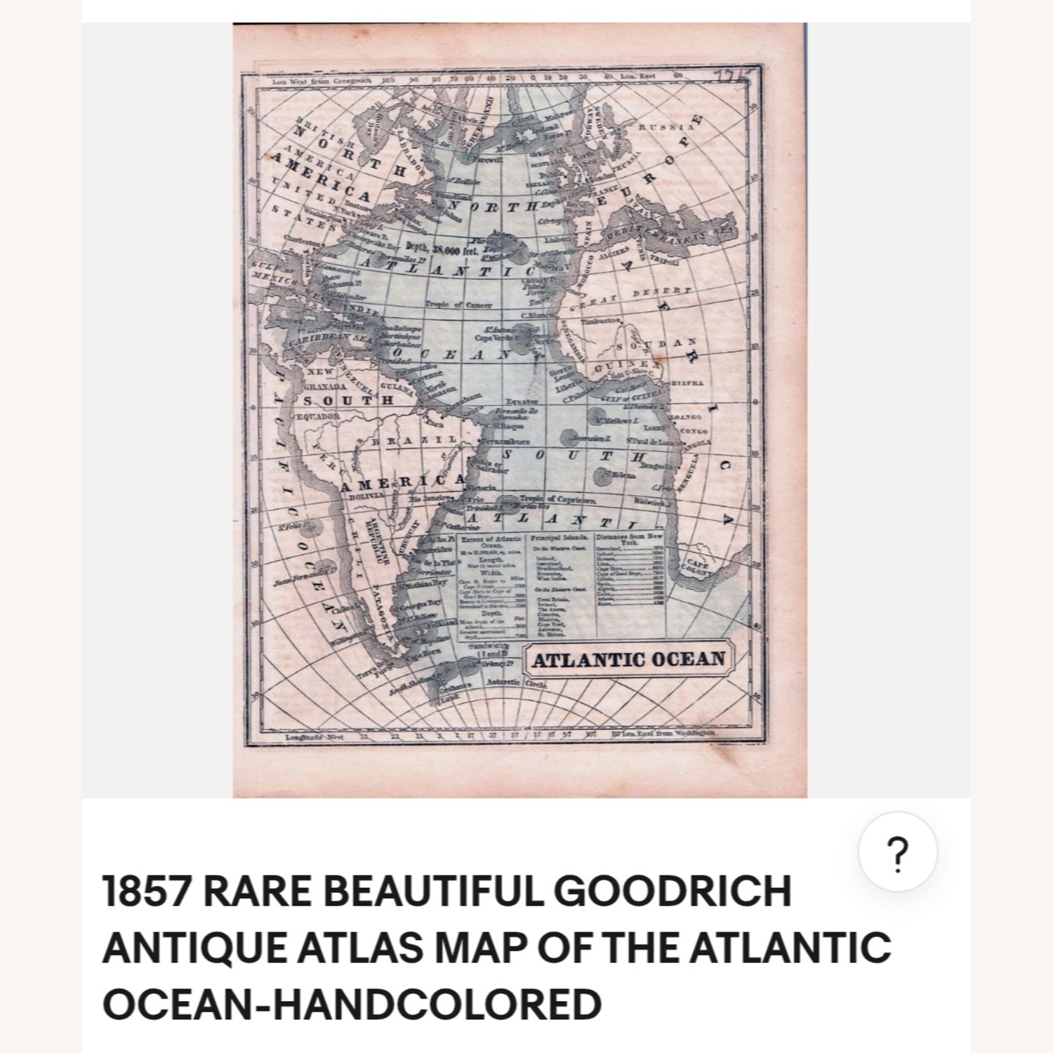 Vintage/Antique Finds Map 1800 Wall Decor - image-1