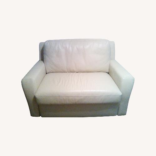 Used Chair and 1/2 Twin Sleeper, Full Leather, Cream for sale on AptDeco