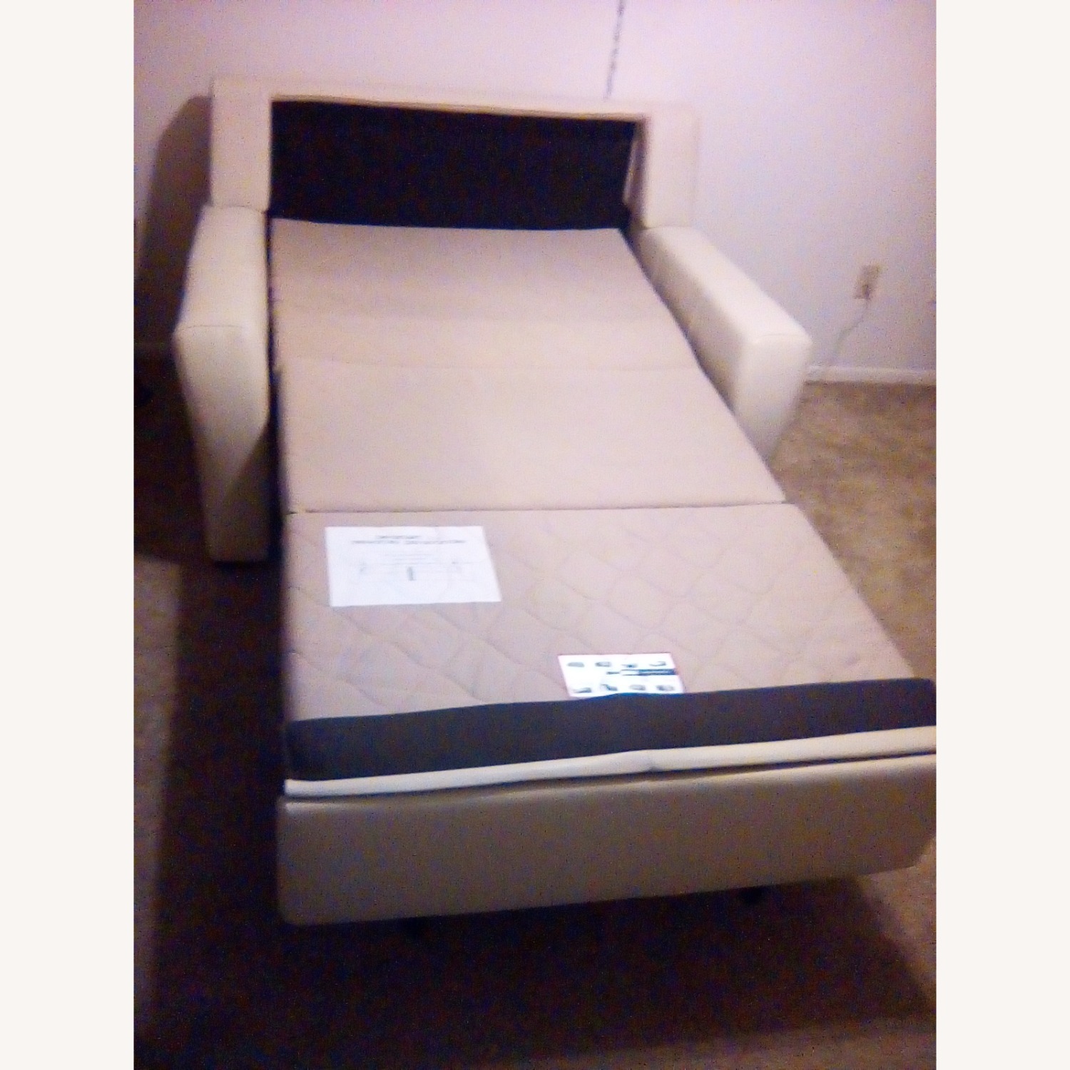 Chair and 1/2 Twin Sleeper, Full Leather, Cream - image-3