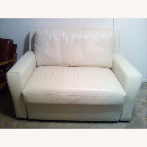 Used Chair and 1/2 Twin Sleeper, Full Leather, Cream for sale on AptDeco