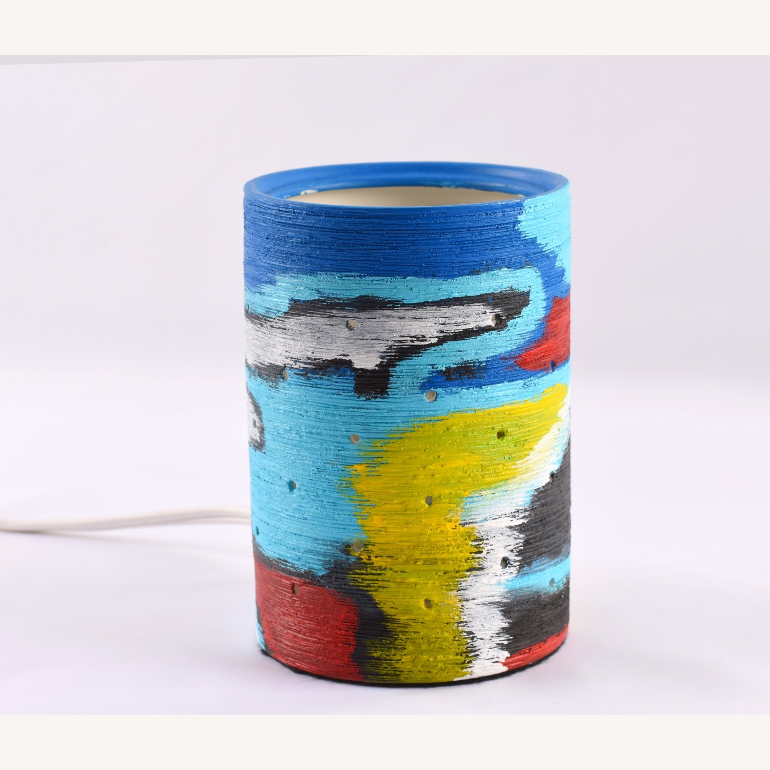 Vintage  Abstract Color Burst Ceramic Table Lamp - image-1
