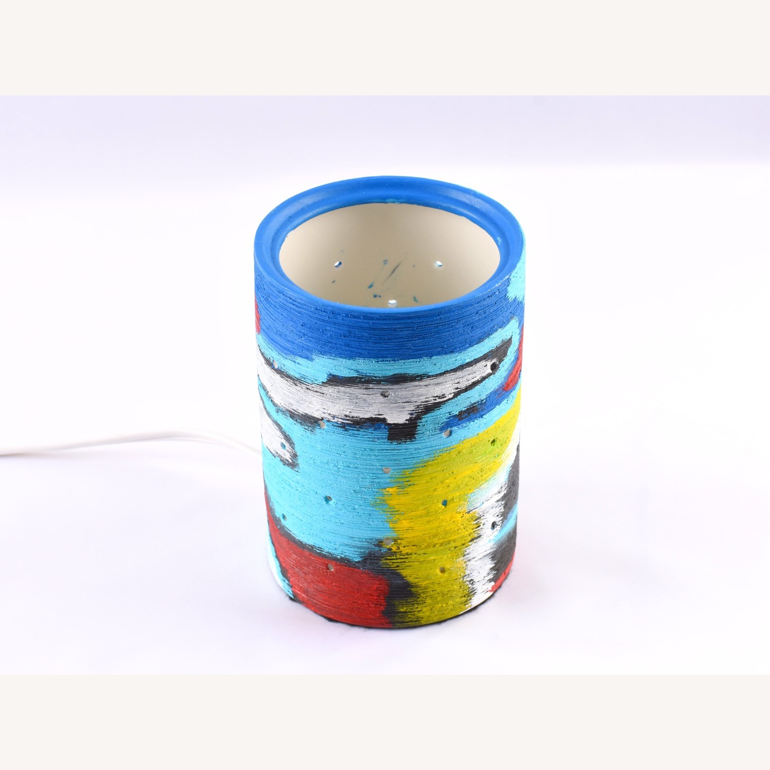 Vintage  Abstract Color Burst Ceramic Table Lamp - image-2