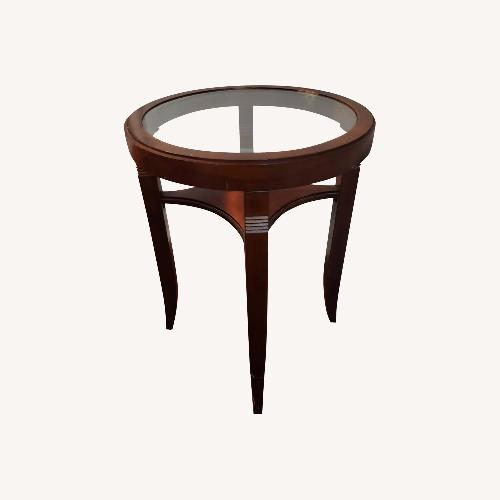 Used Table 18x24.25" - 1 Shelf - Real Wood Glass for sale on AptDeco