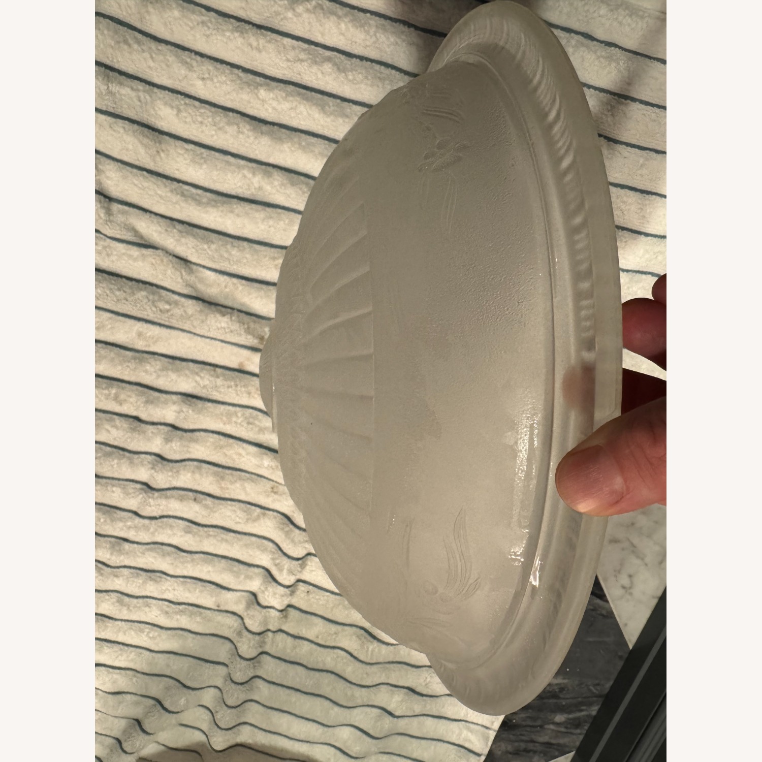 Vintage / Antique White Glass Ceiling Lamp - image-1