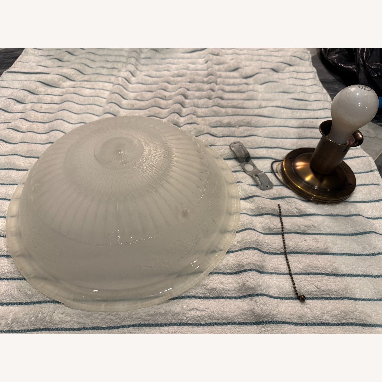 Vintage / Antique White Glass Ceiling Lamp - image-2