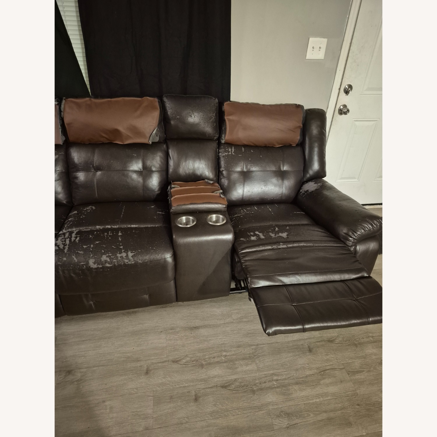 Dark Brown Leather 2 Piece Sectional - image-2