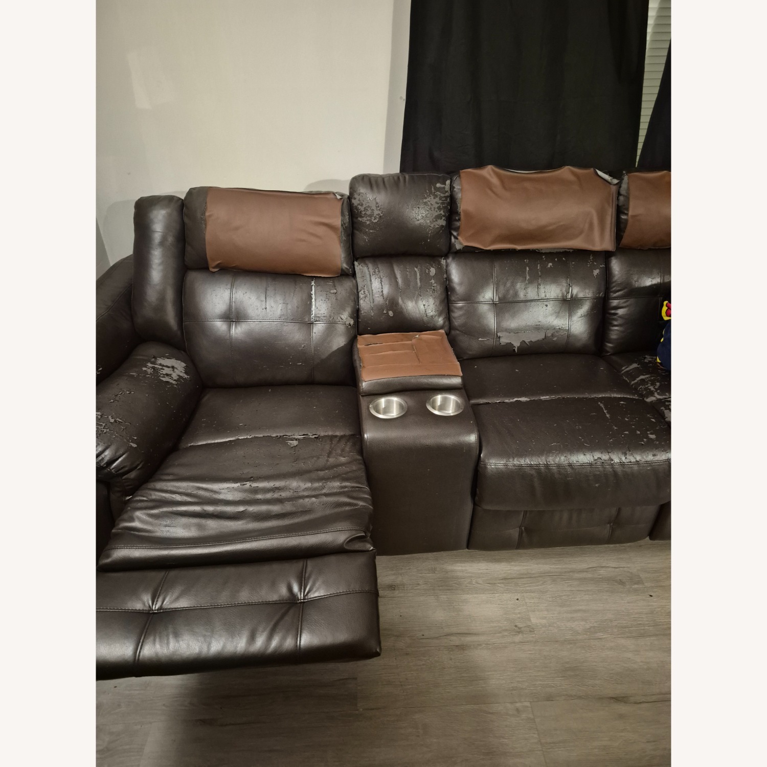 Dark Brown Leather 2 Piece Sectional - image-3