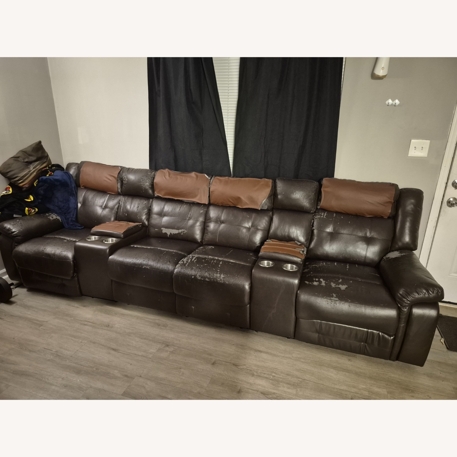 Dark Brown Leather 2 Piece Sectional - image-1