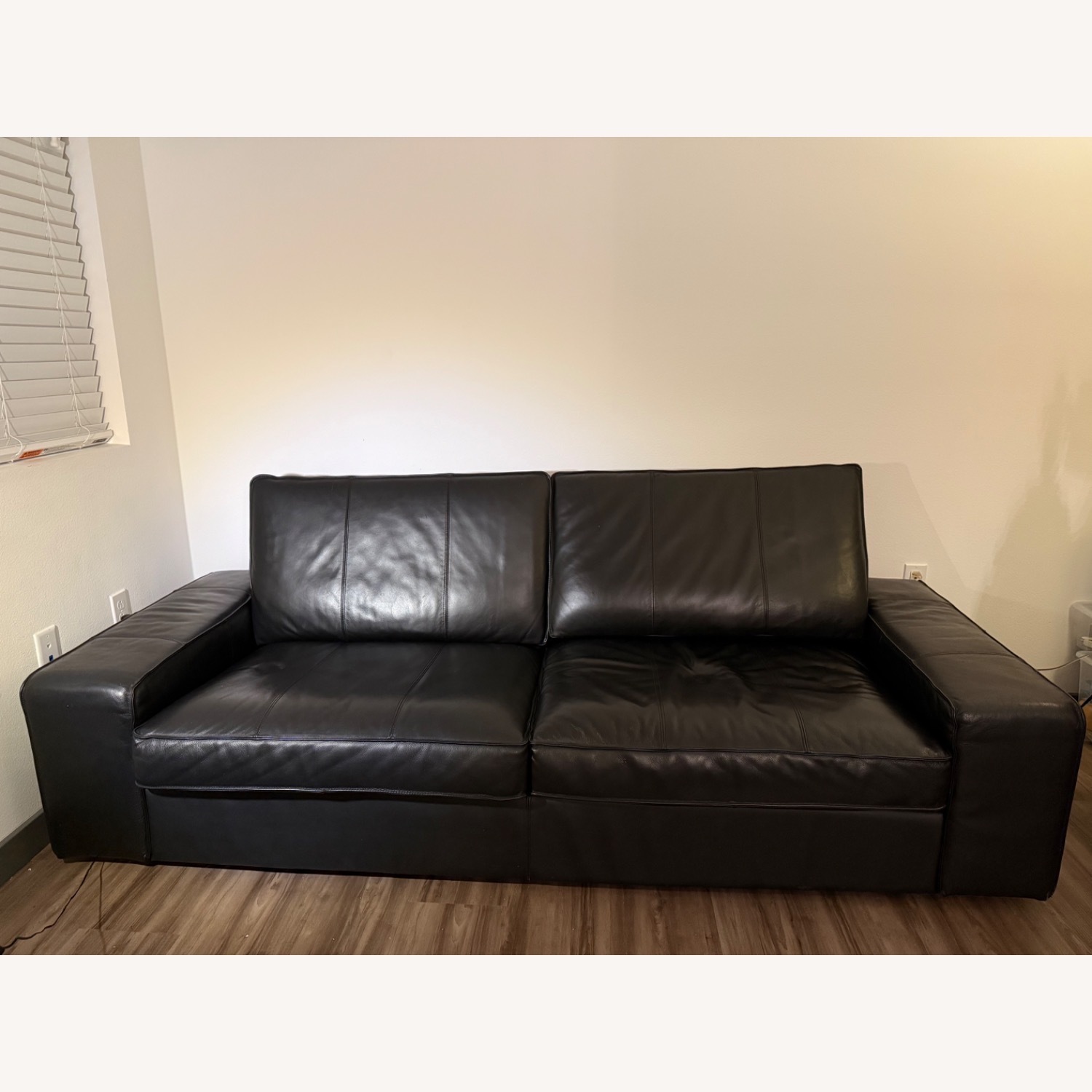 IKEA Kivik Black Leather Loveseat - image-1
