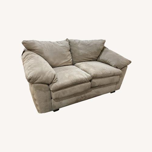 Used Klaussner Cozy Microfiber Loveseat Tan for sale on AptDeco