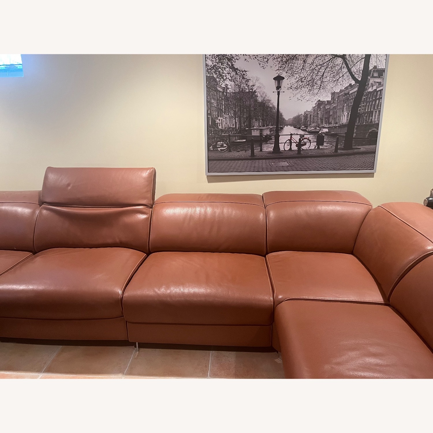 Light Brown Leather 3+ Piece Sectional - image-4