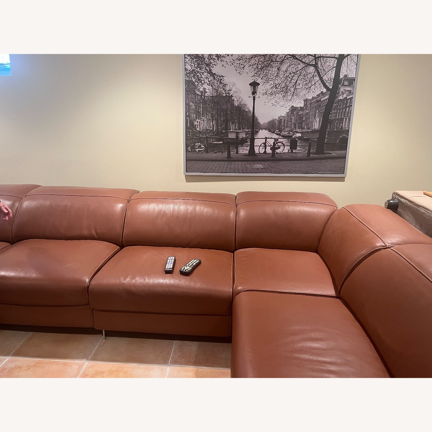 Light Brown Leather 3+ Piece Sectional - image-3
