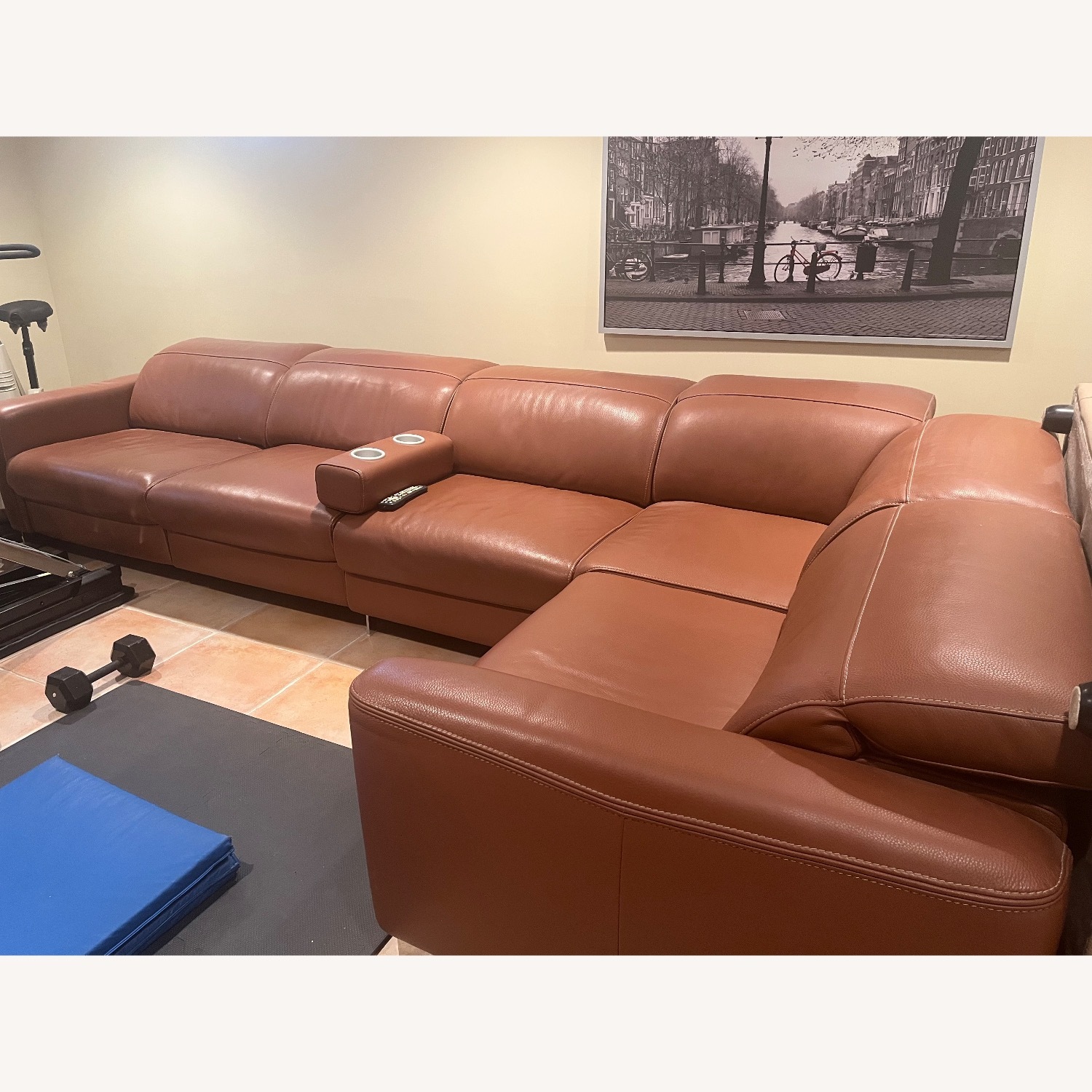 Light Brown Leather 3+ Piece Sectional - image-1