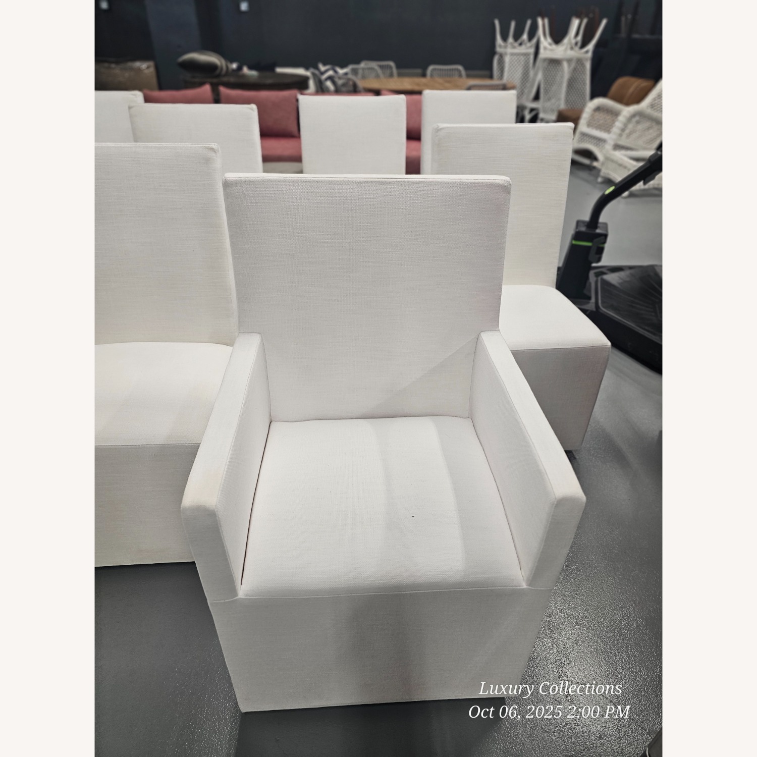 Restoration Hardware Ellison White Fabric Dining Chair - image-3