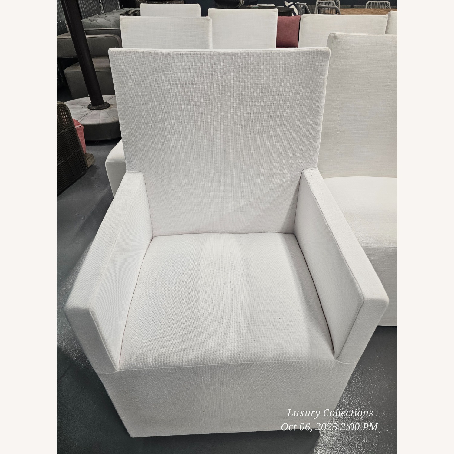 Restoration Hardware Ellison White Fabric Dining Chair - image-5