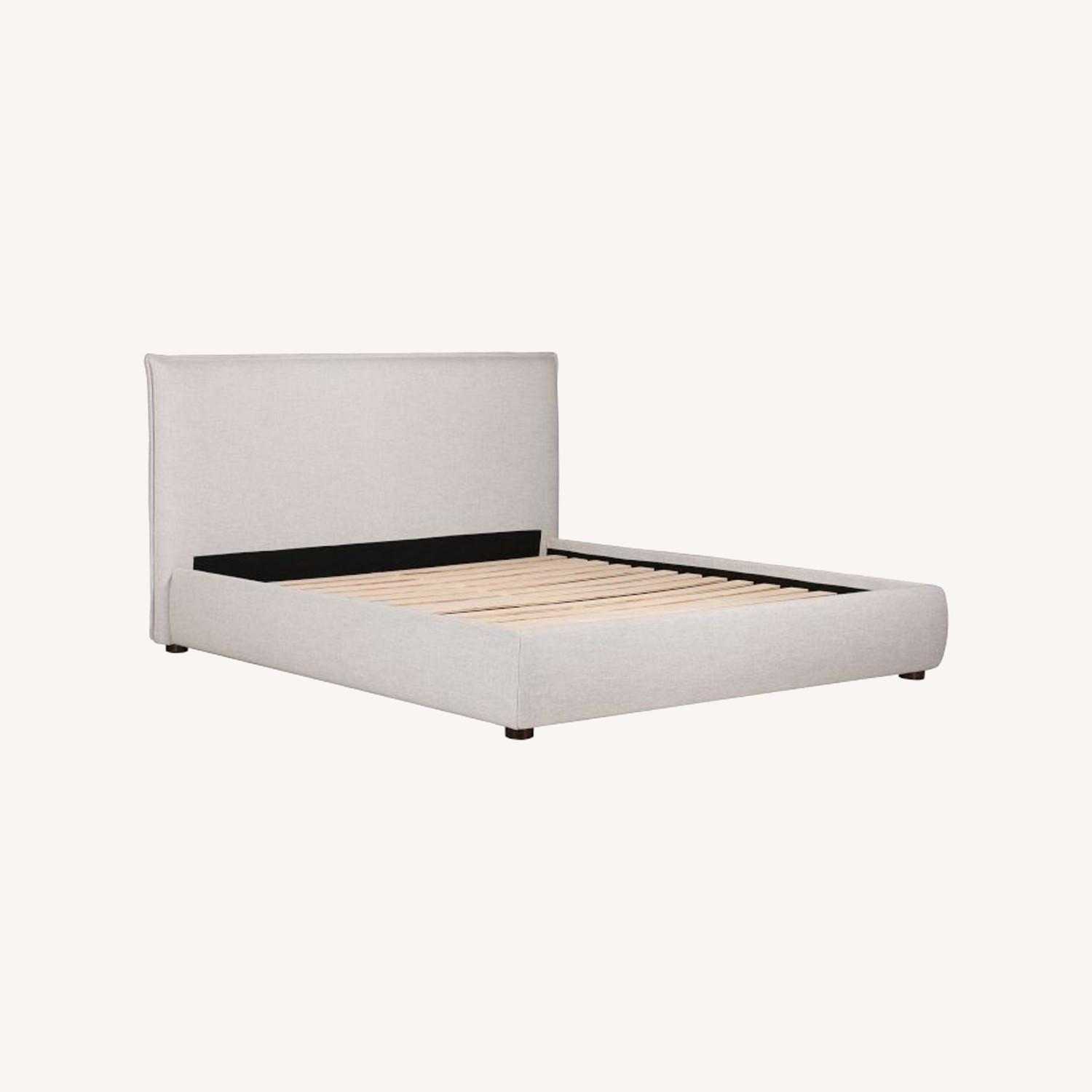 West Elm Light Gray Fabric Queen Bed - image-0
