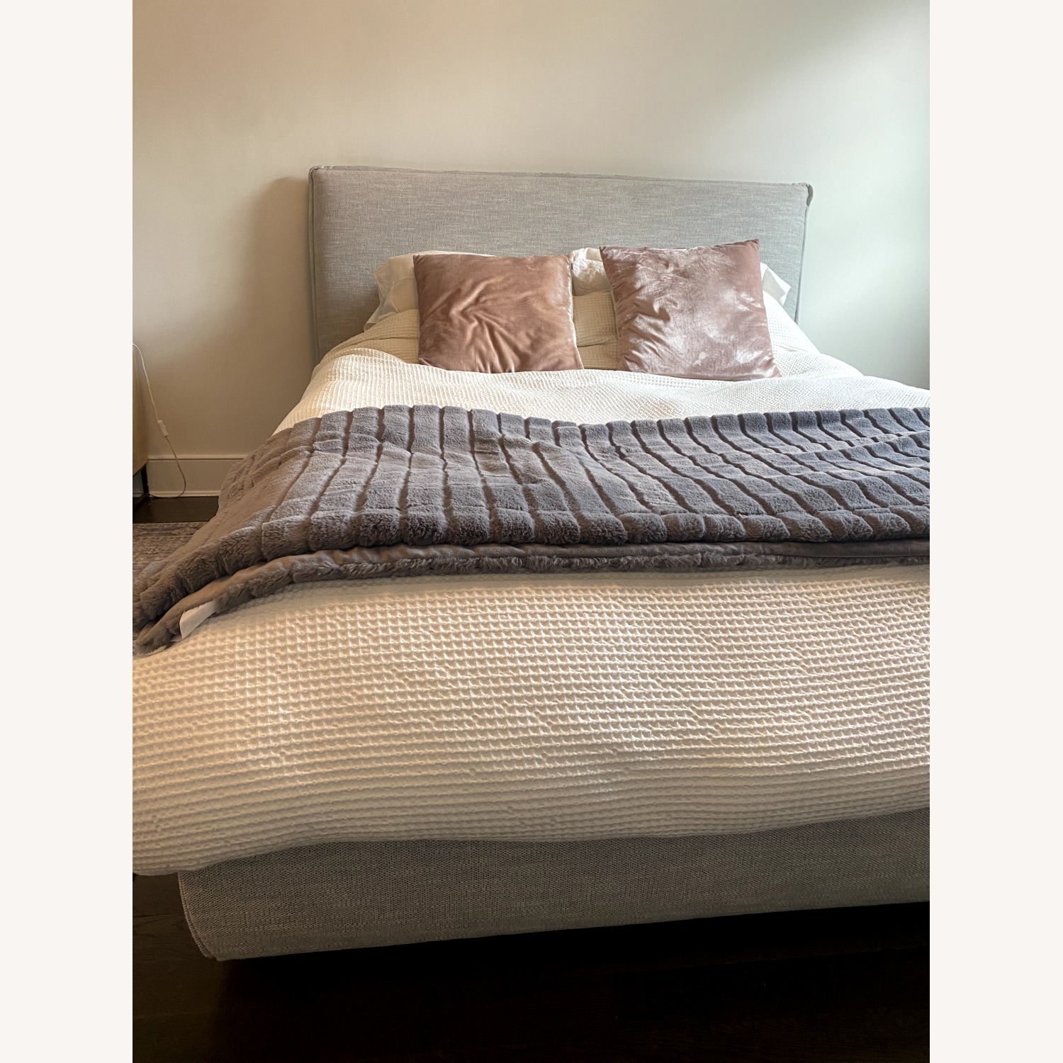 West Elm Light Gray Fabric Queen Bed - image-2