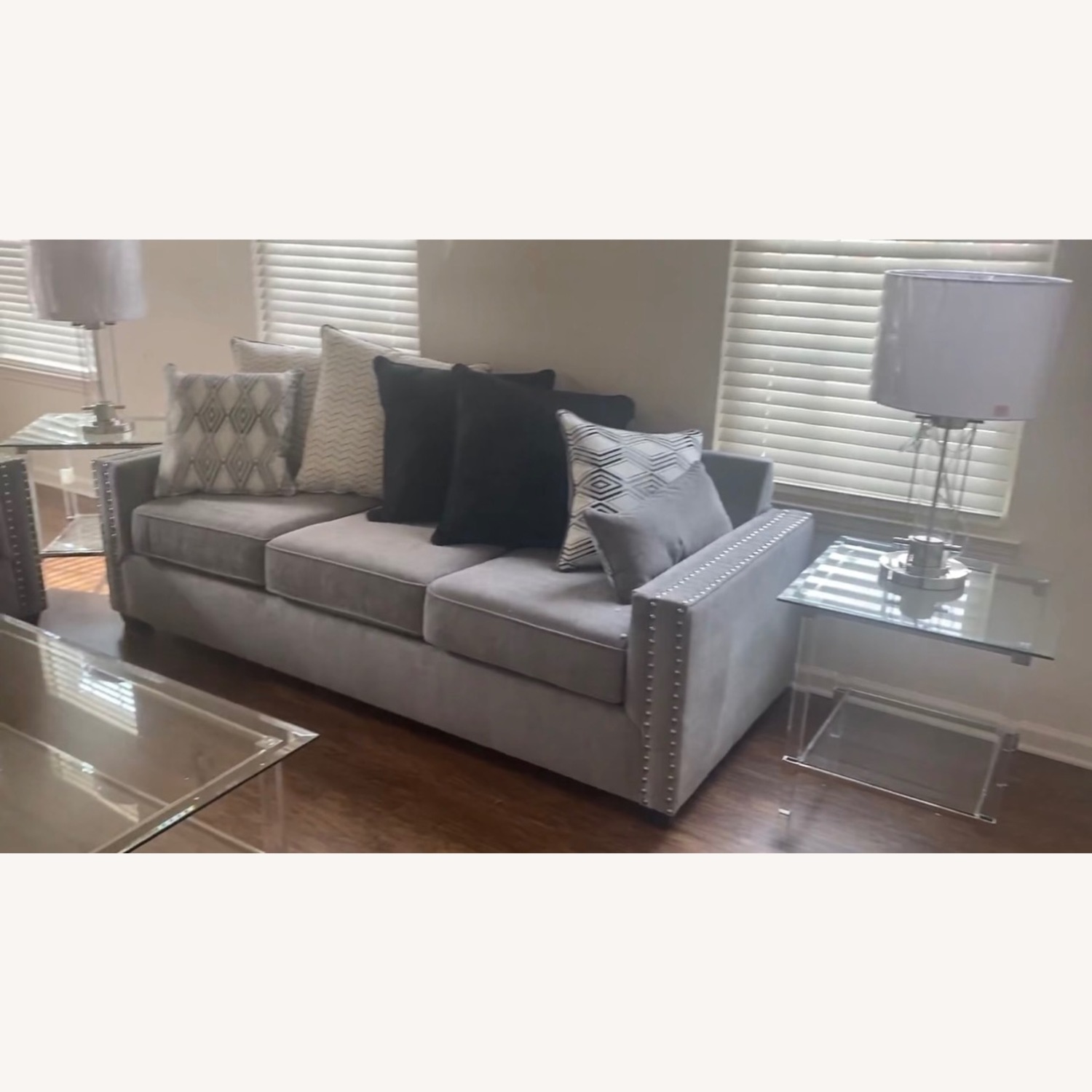 Rooms To Go Natalia Light Gray Fabric Loveseat Sofa - image-2