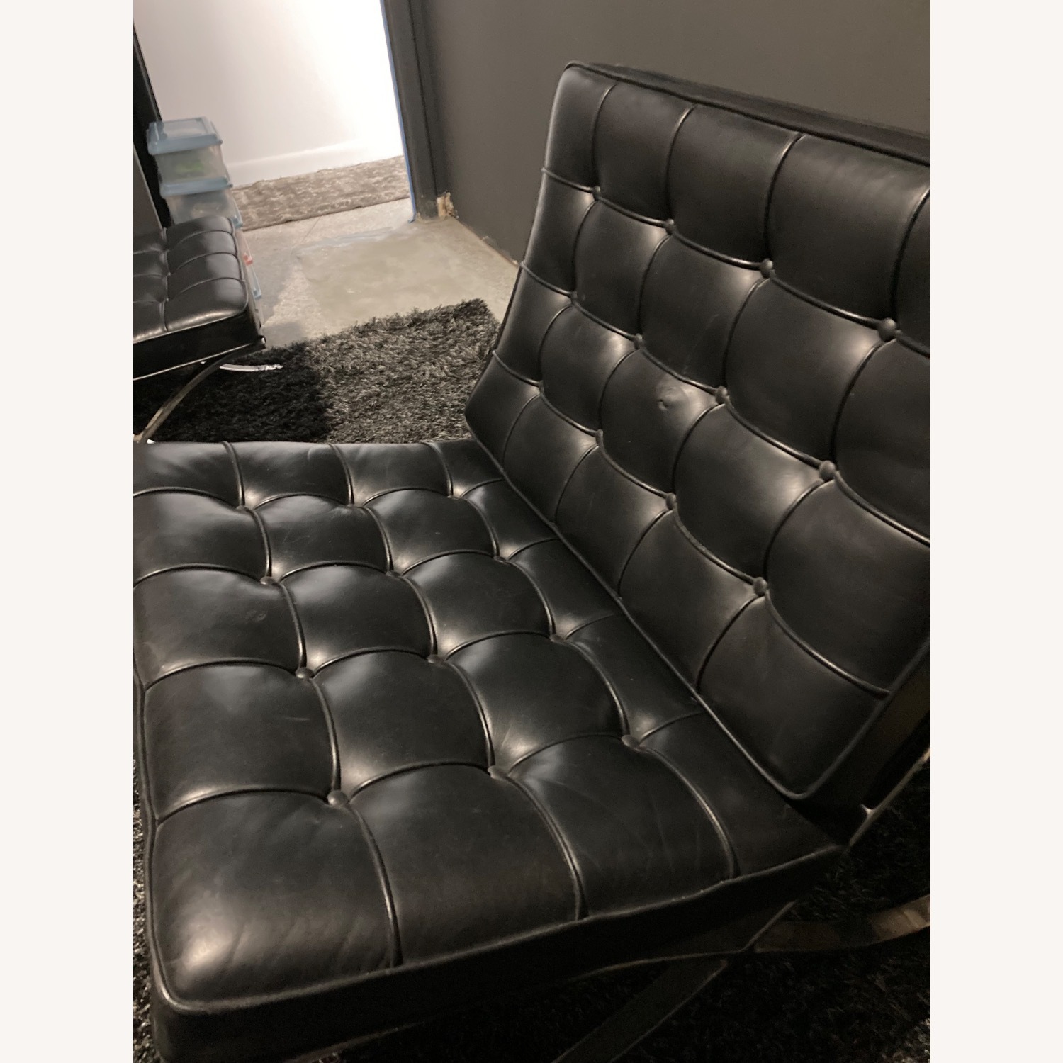 Knoll Barcelona Chair Black Leather Accent Chairs - image-5