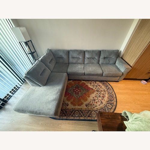 Used Bob's Discount Furniture Dylan Blue 2 Piece Sectional for sale on AptDeco