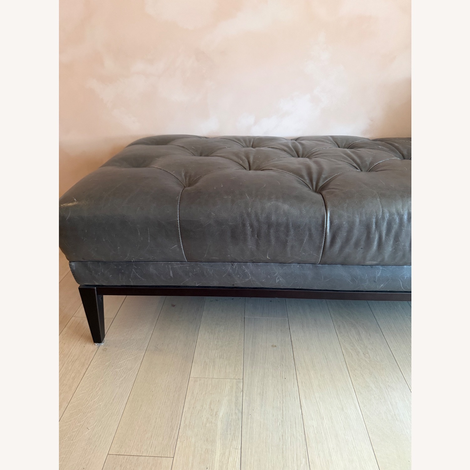 Restoration Hardware Dark Gray Ottoman - image-2