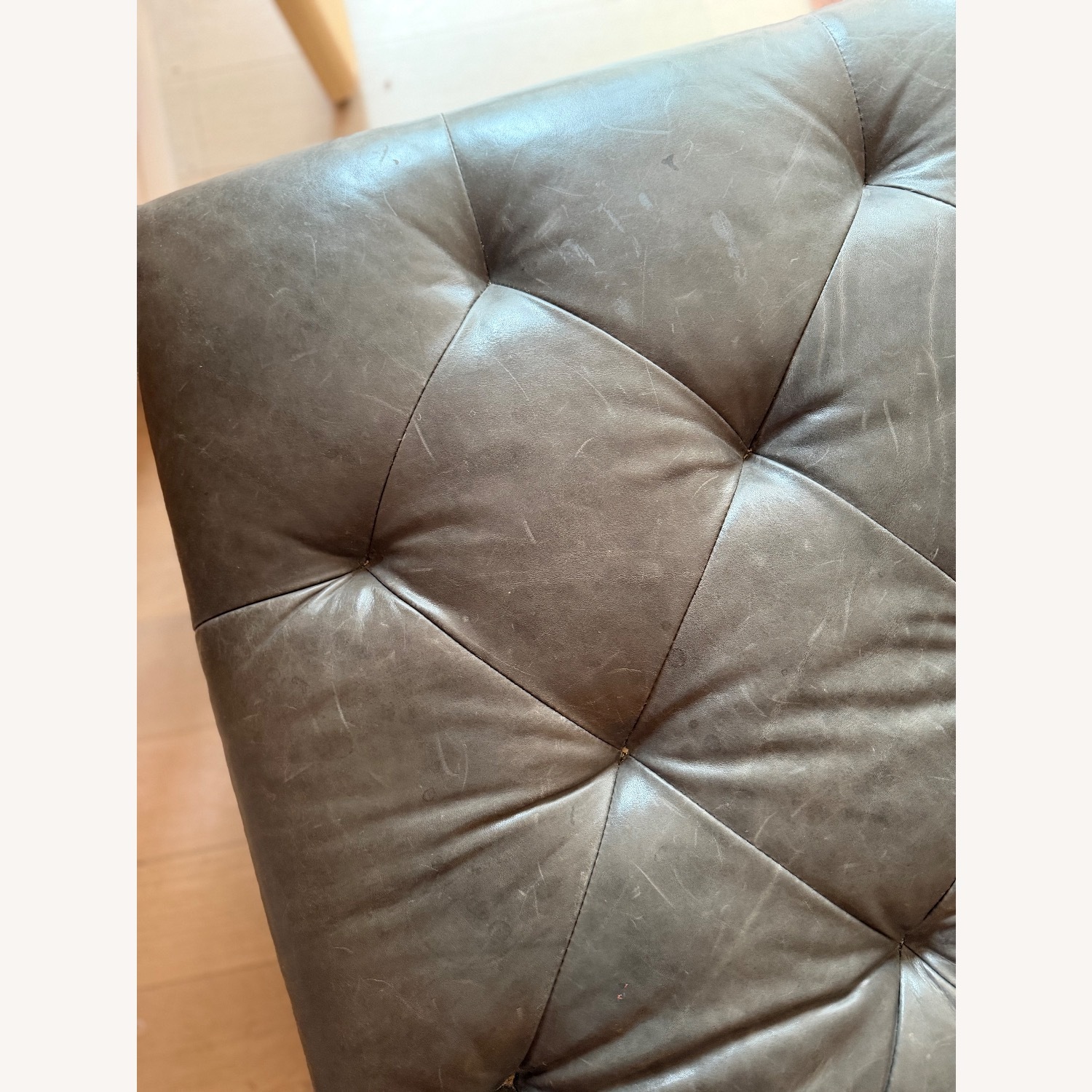 Restoration Hardware Dark Gray Ottoman - image-5