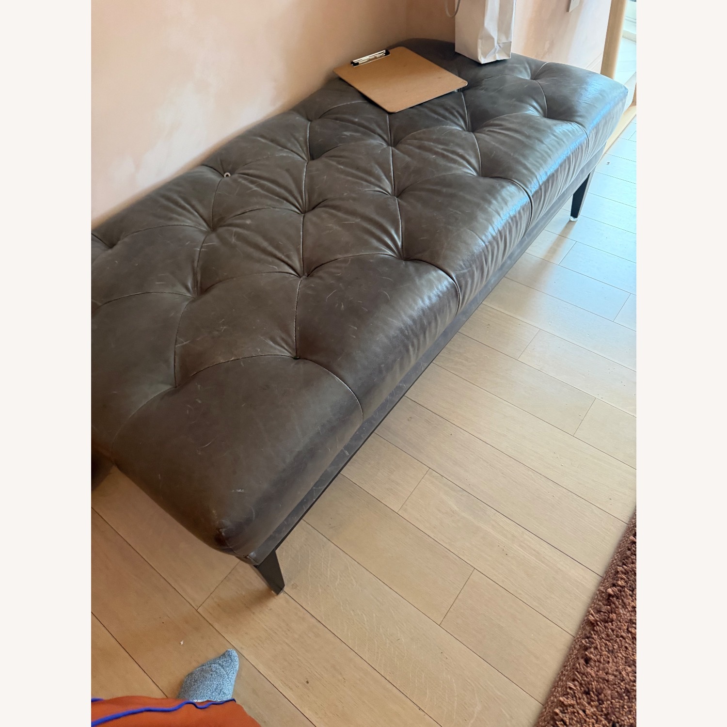 Restoration Hardware Dark Gray Ottoman - image-6