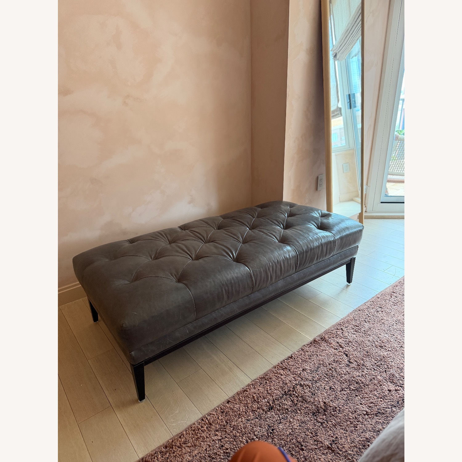 Restoration Hardware Dark Gray Ottoman - image-1