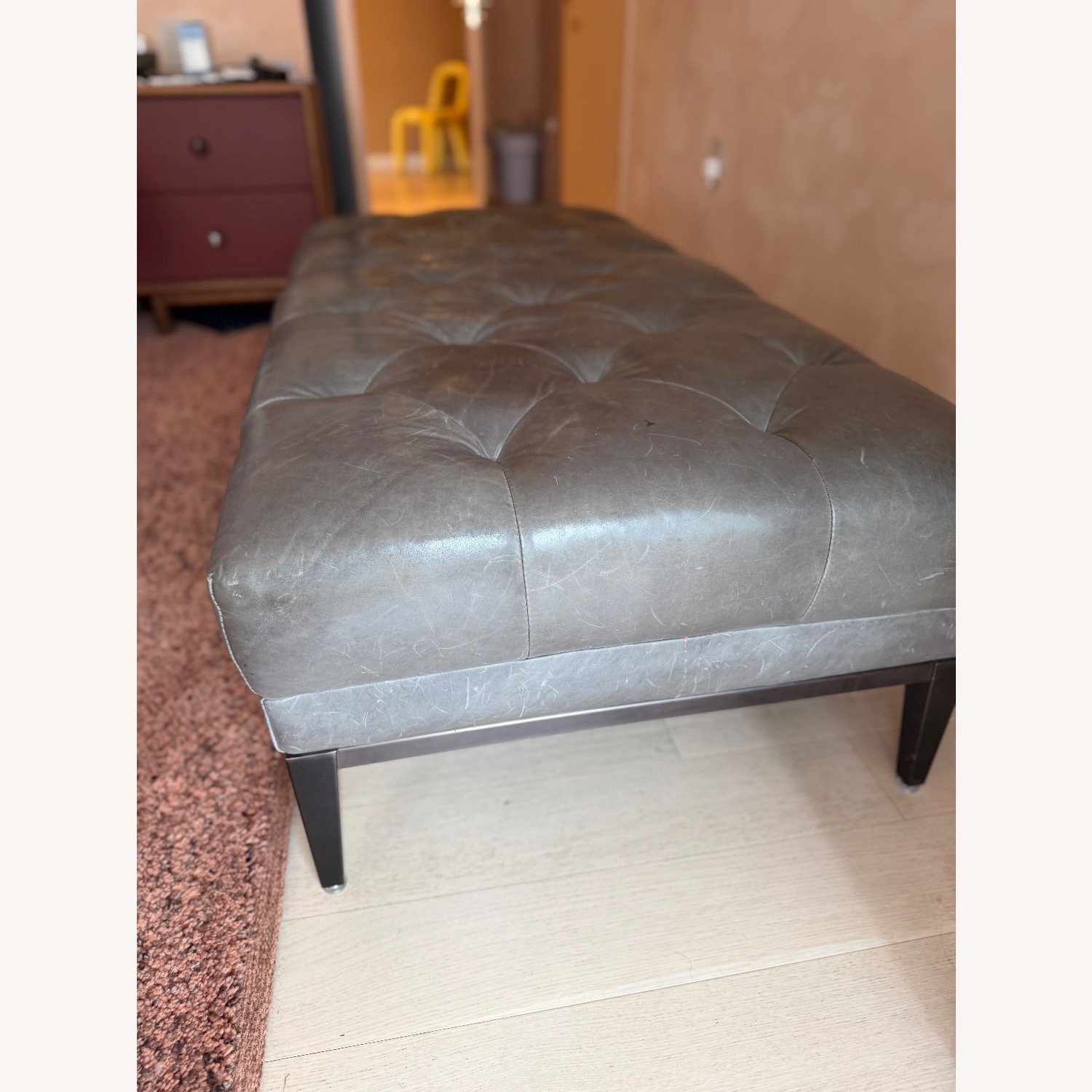 Restoration Hardware Dark Gray Ottoman - image-4
