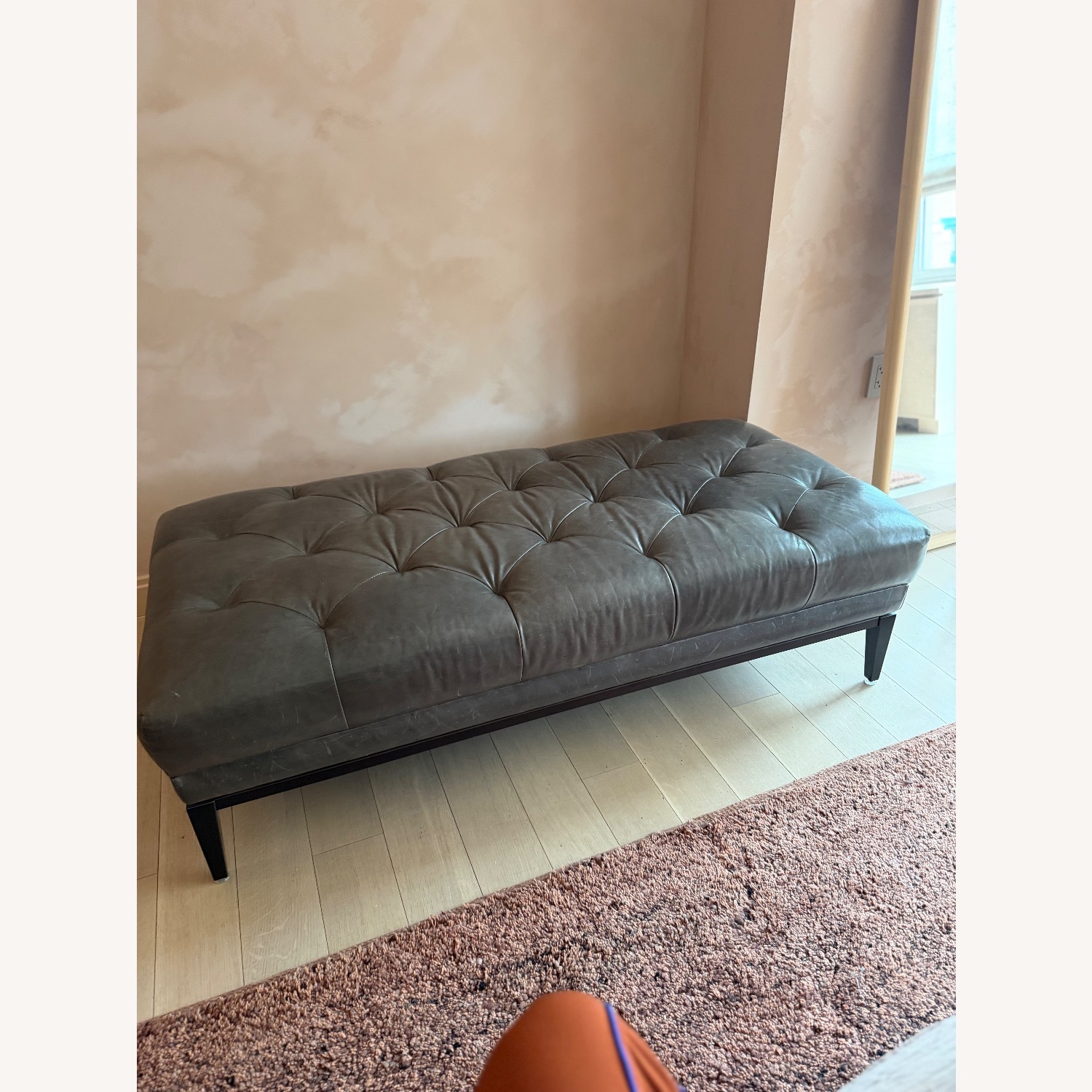 Restoration Hardware Dark Gray Ottoman - image-3