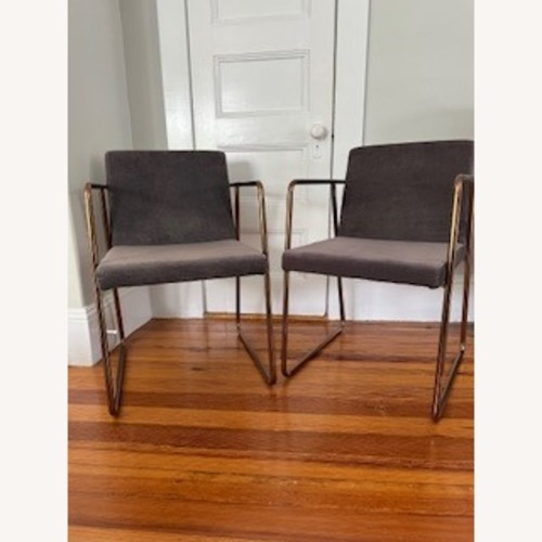 Used CB2 Rouka Dark Gray Velvet Armchair for sale on AptDeco