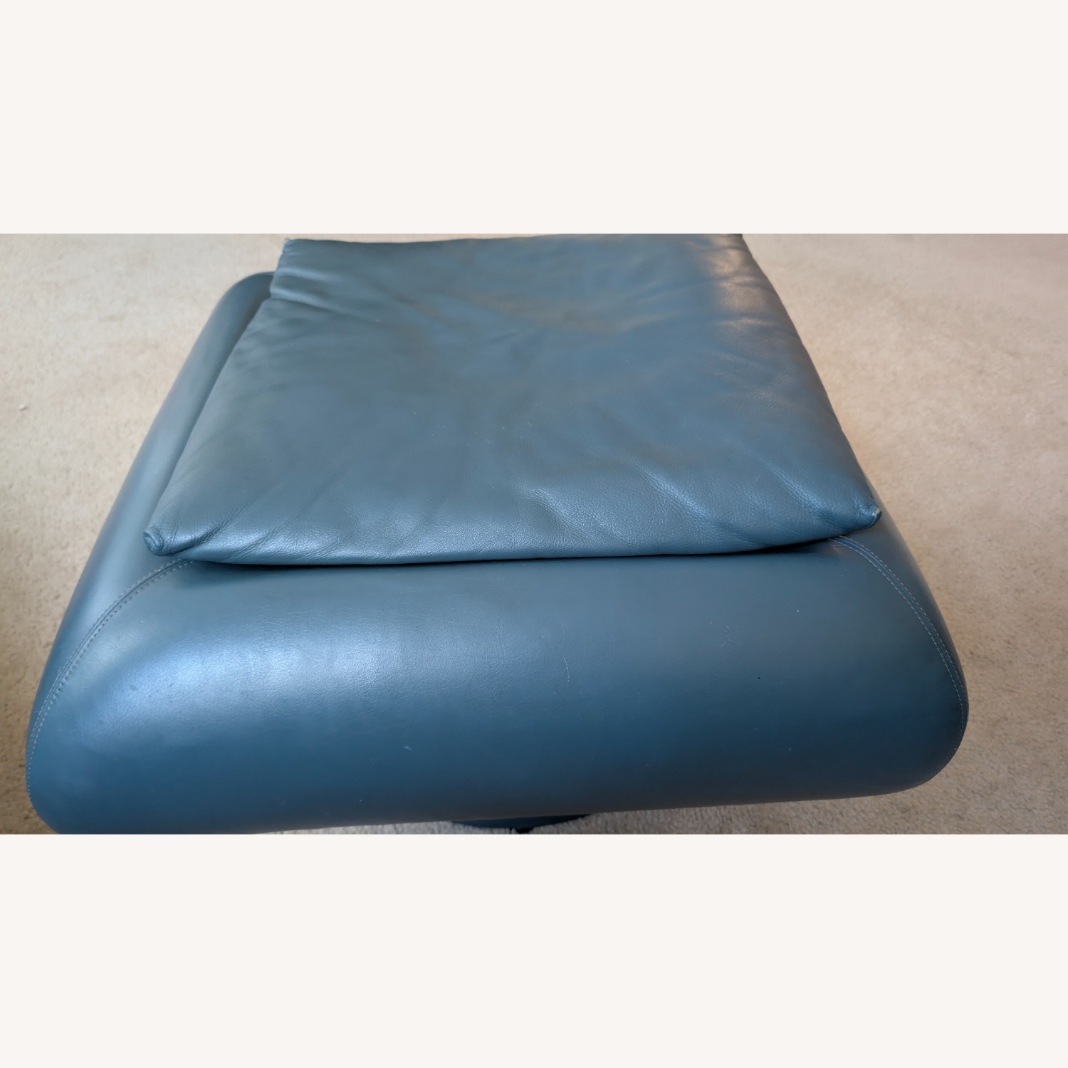 Leather L Shape Couch - Blue Premium Leather - image-11