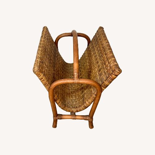 Used Rattan Magazine Rack 1970s Boho Wicker Storage for sale on AptDeco