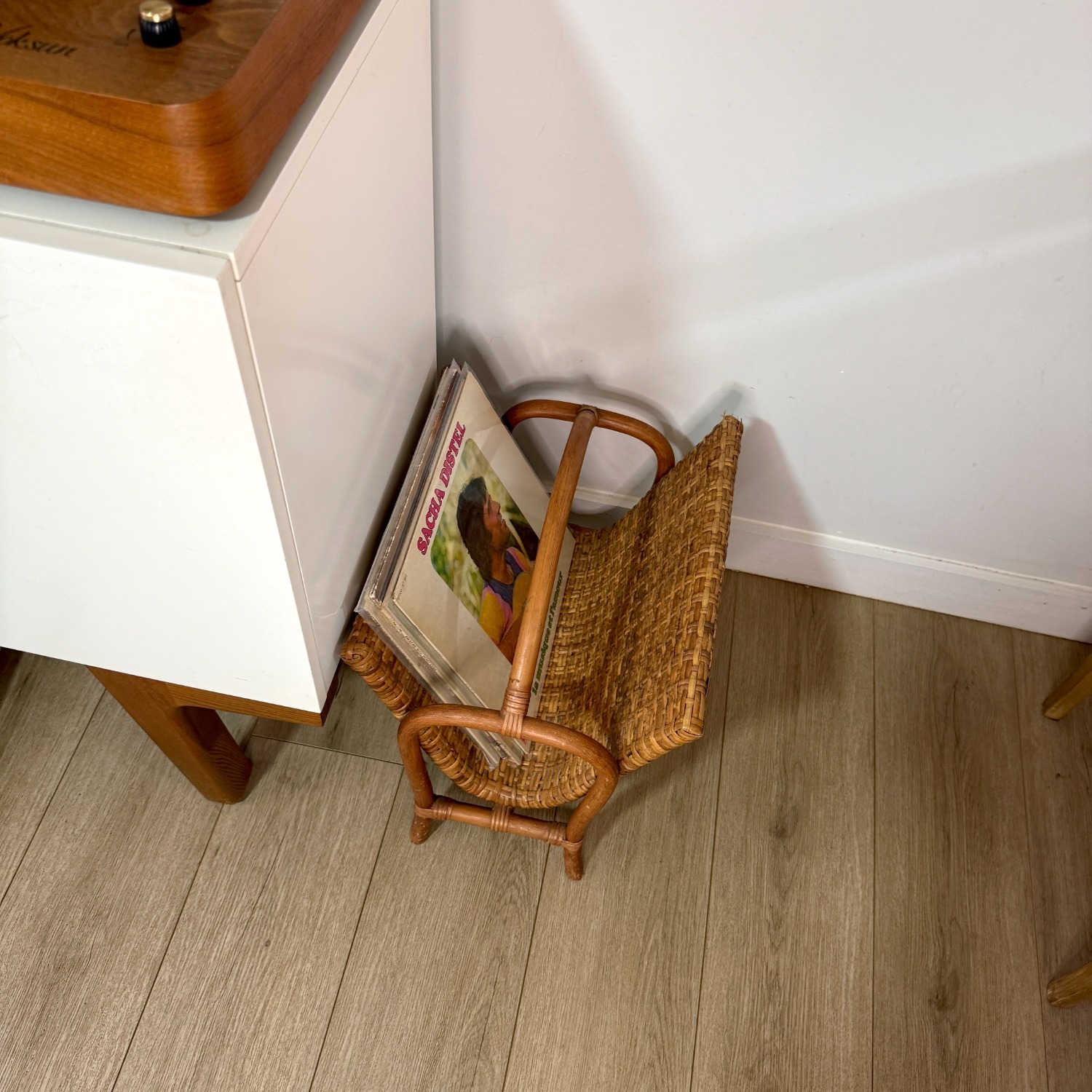 Rattan Magazine Rack 1970s Boho Wicker Storage - image-11