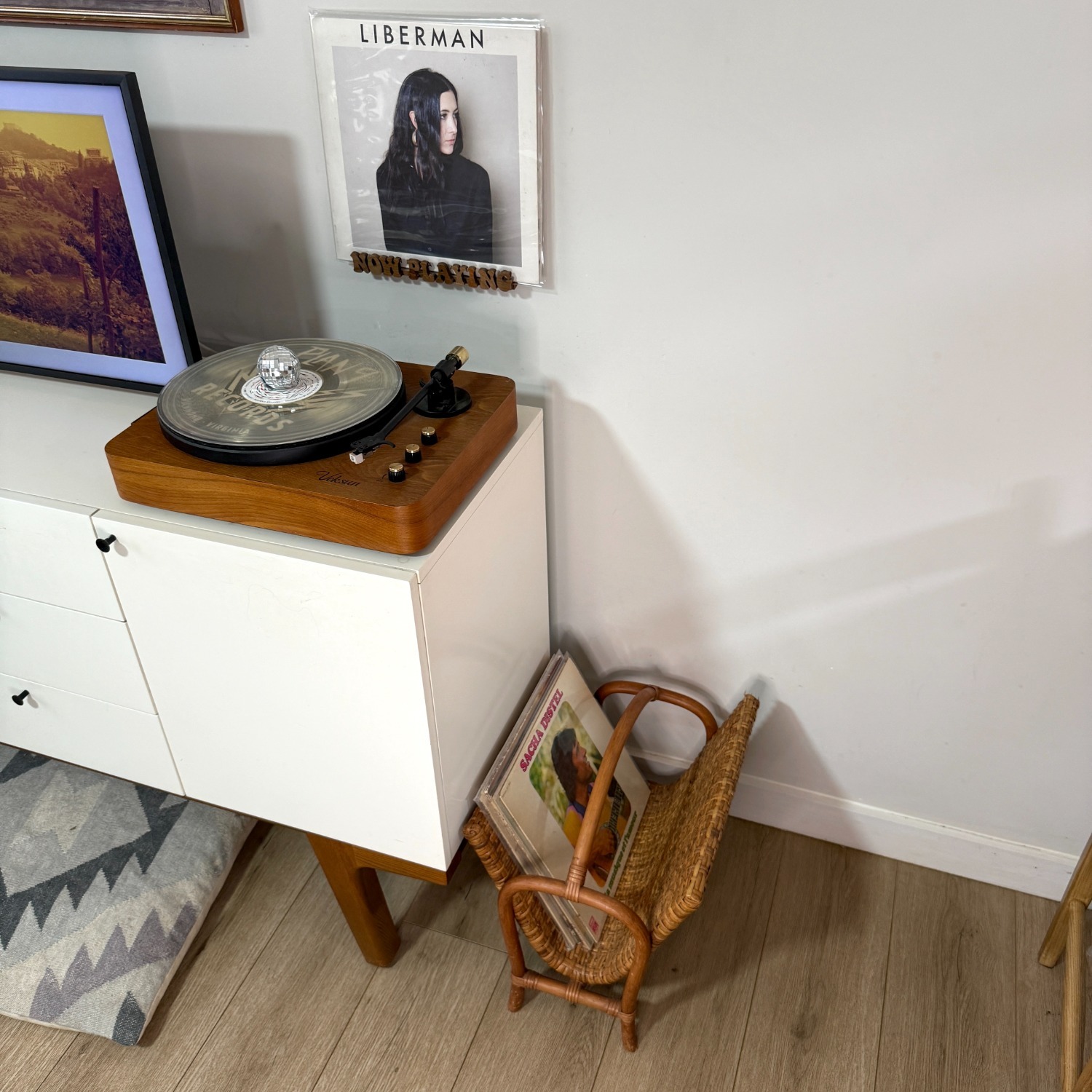 Rattan Magazine Rack 1970s Boho Wicker Storage - image-3