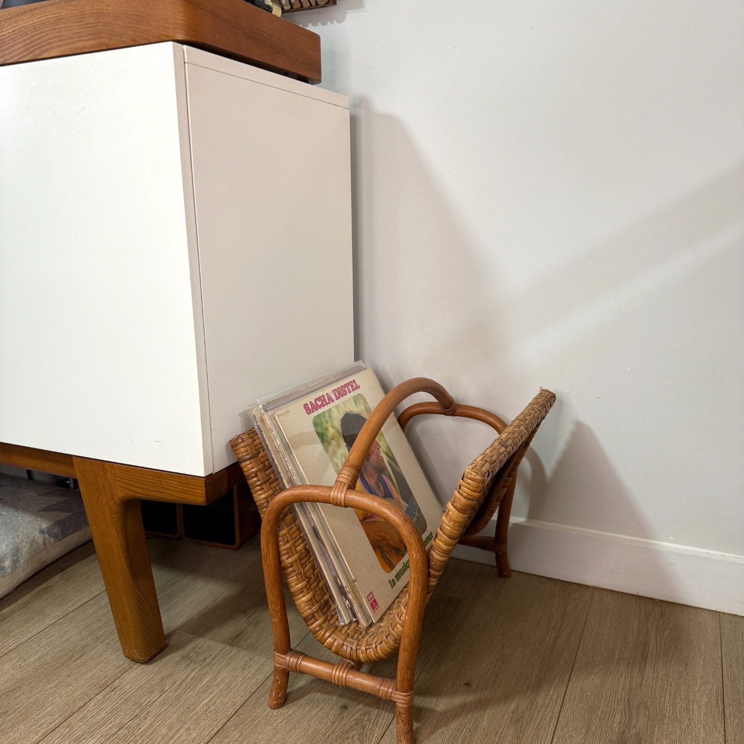 Rattan Magazine Rack 1970s Boho Wicker Storage - image-4