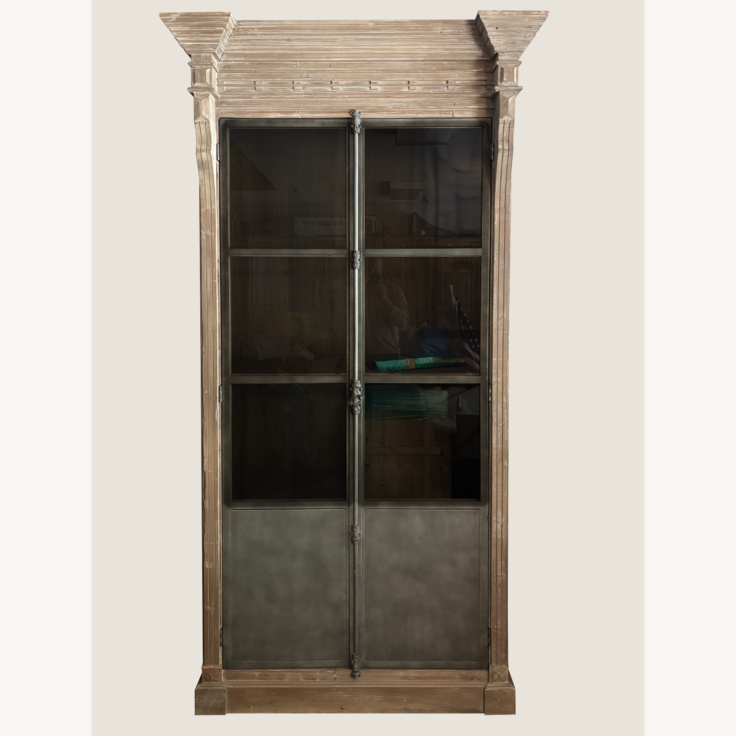 Light Gray Wood Display Cabinet - image-0