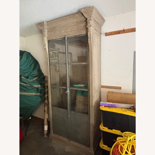 Used Light Gray Wood Display Cabinet for sale on AptDeco