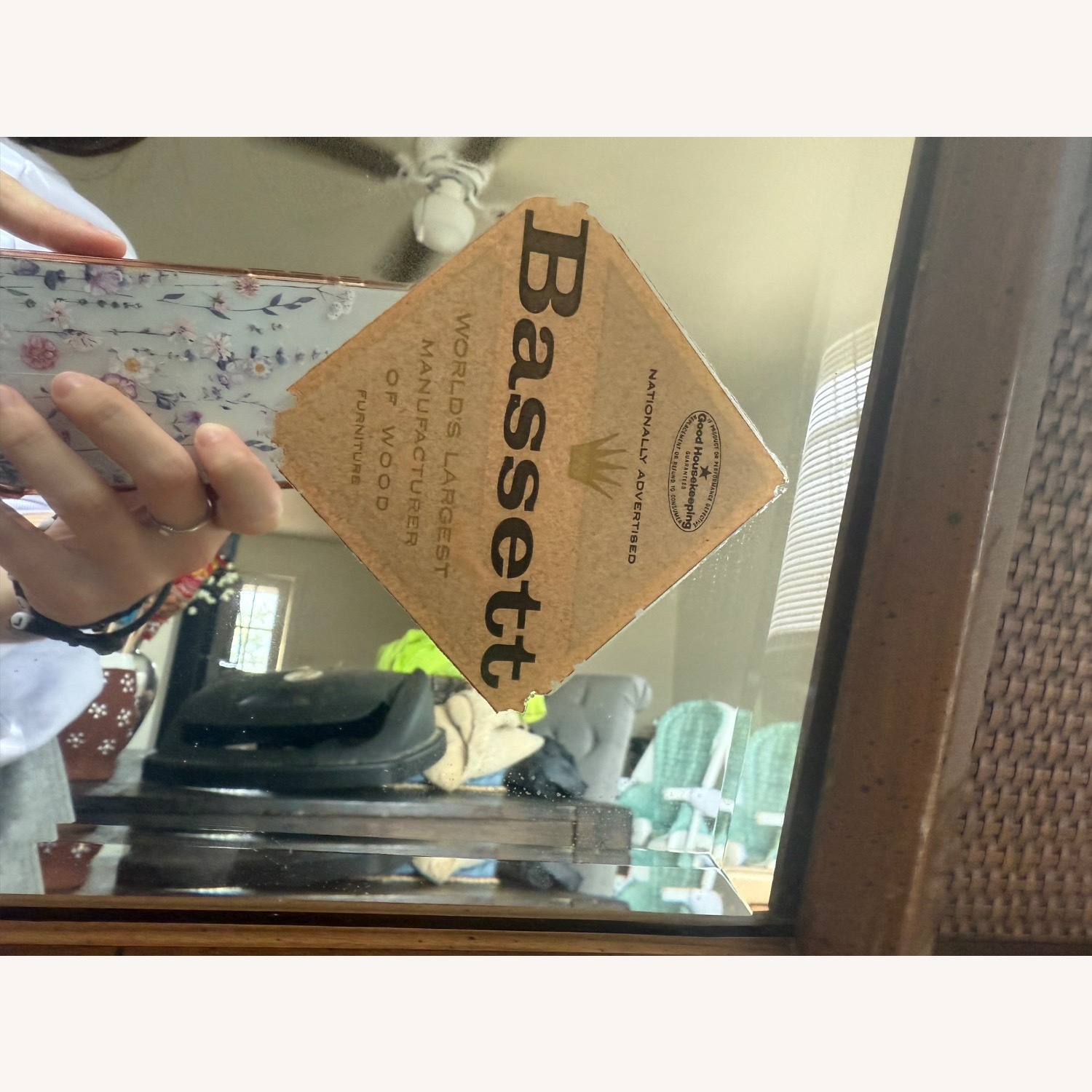 Bassett Dark Brown Wood Dresser/ Double Mirrors - image-3