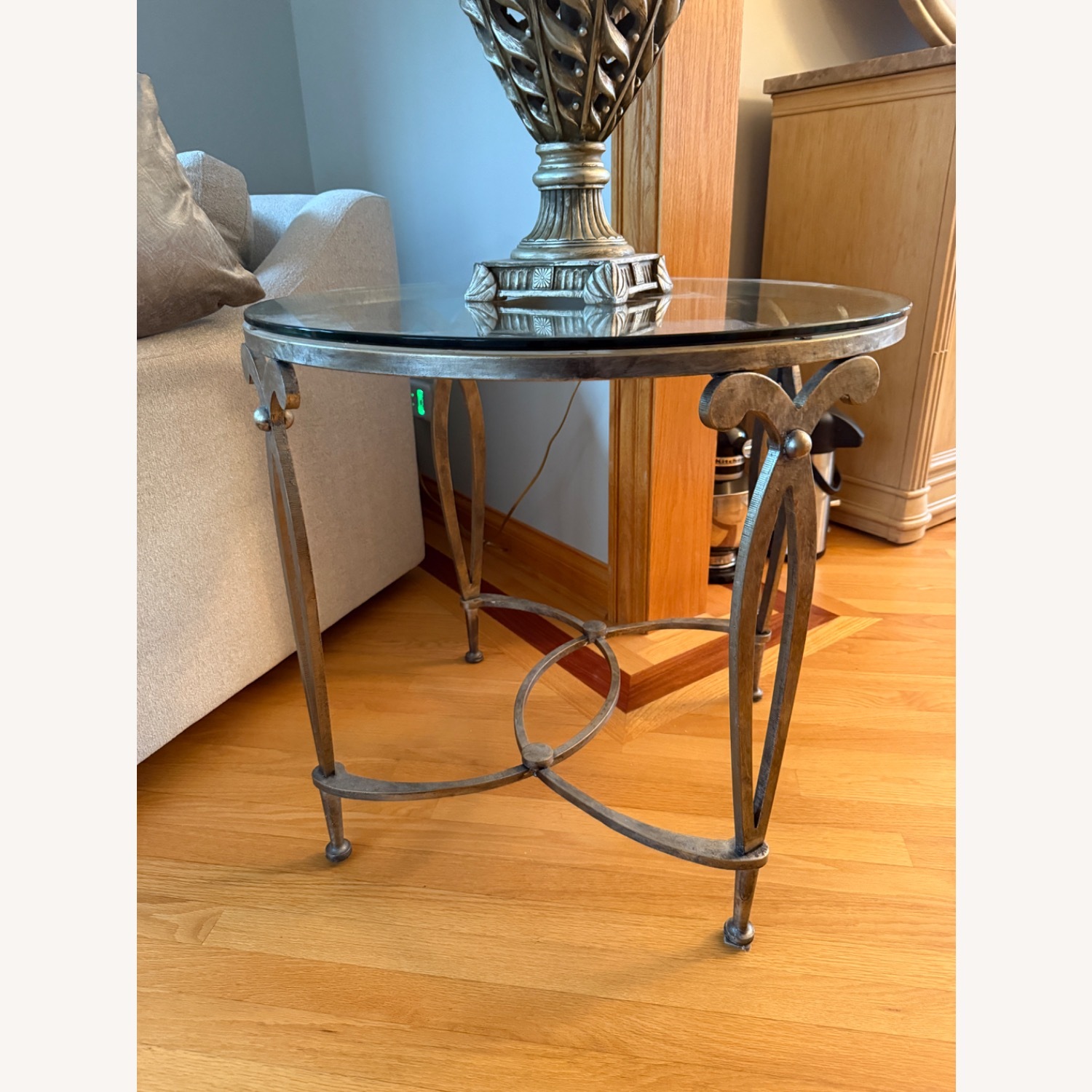 Silver Metal Side Table - image-3