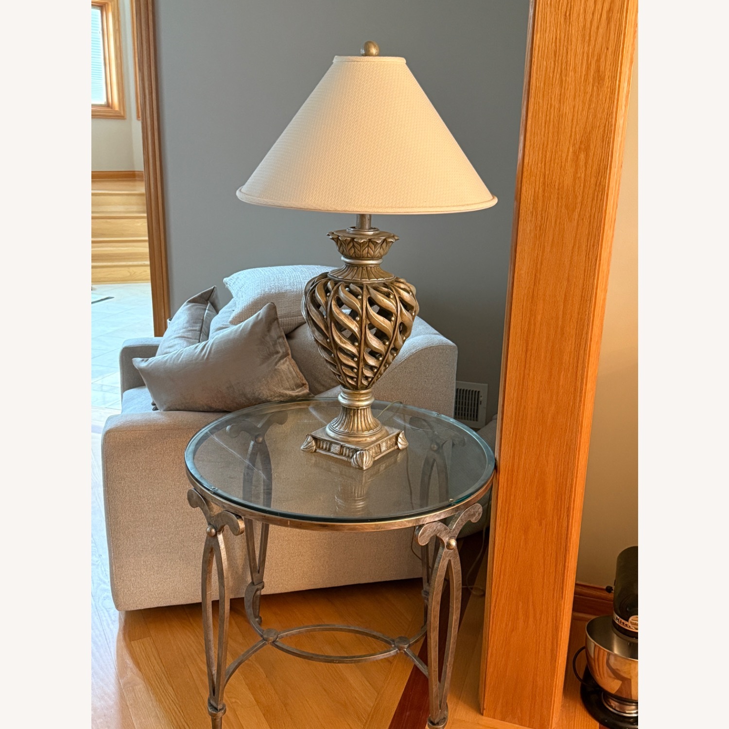 Silver Metal Side Table - image-2