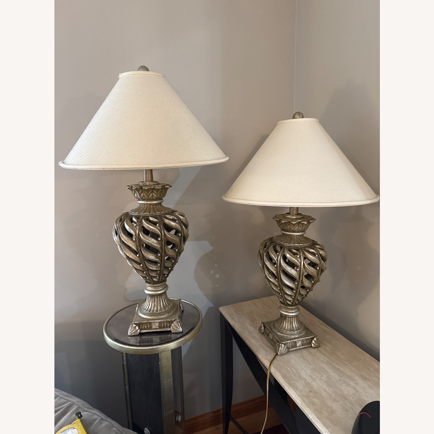 Bernhardt Furniture Silver Metal Table Lamps - image-1