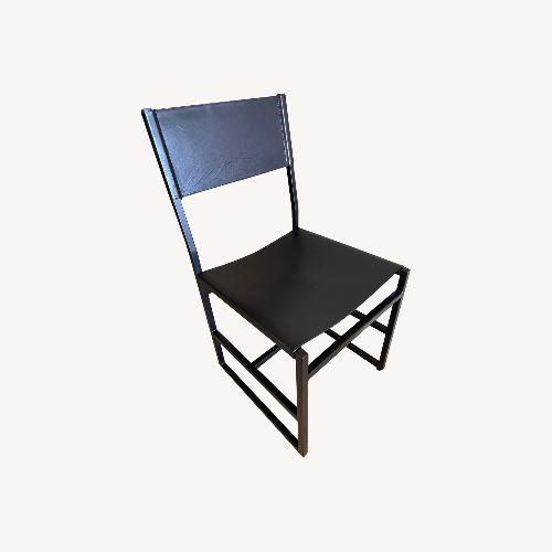 Used Pottery Barn Hardy Leather and Metal Dining Chairs for sale on AptDeco