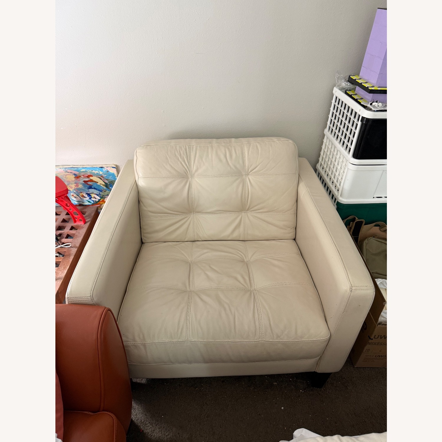 Macy's Wide Leather Chair - image-1