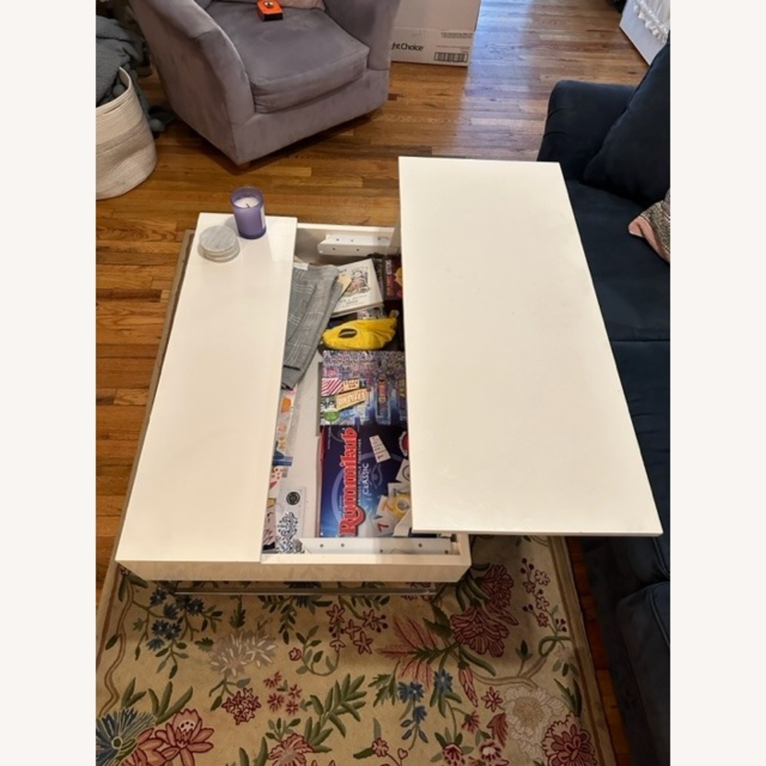 West Elm White Storage Pop-Up Coffee Table - image-6